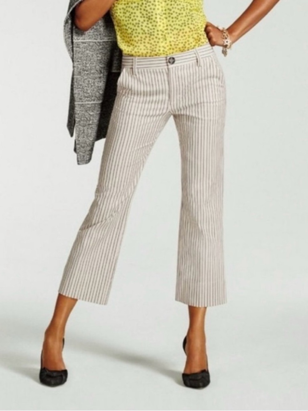 CAbi 5316 Tick-Tock Crop Pant - Navy Pinstripes